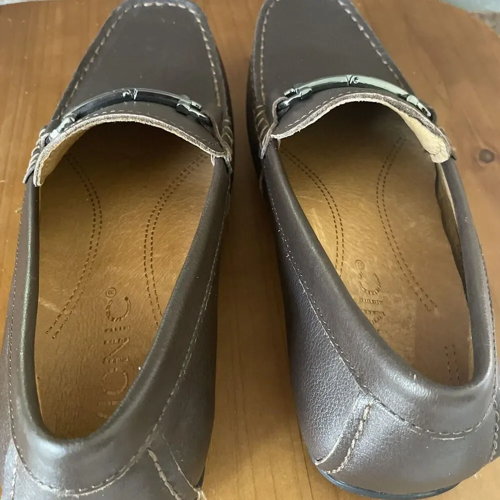 Vionic Loafer Moccasin Shoes Men's Size 7 Brown Mason Silver Buckle Comfort